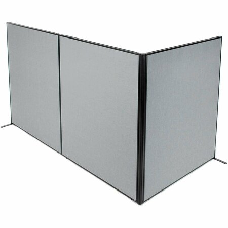 INTERION BY GLOBAL INDUSTRIAL Interion Freestanding 3-Panel Corner Room Divider, 60-1/4inW x 72inH Panels, Gray 695121GY